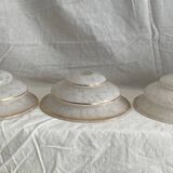 4 globes / white and gold lampshades / clichy glass