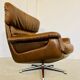 Vintage Danish mid-century leather swivel egg chair by Bramin 1970s