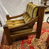 Brutalist design armchair in old oak