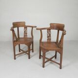 Set of 2 teak corner chairs, 1980s