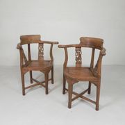 Ensemble de 2 chaises d'angle en teck, années 1980