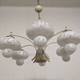 Space age chandelier with 6 frosted glass lights, Eastern Europe circa 1950.