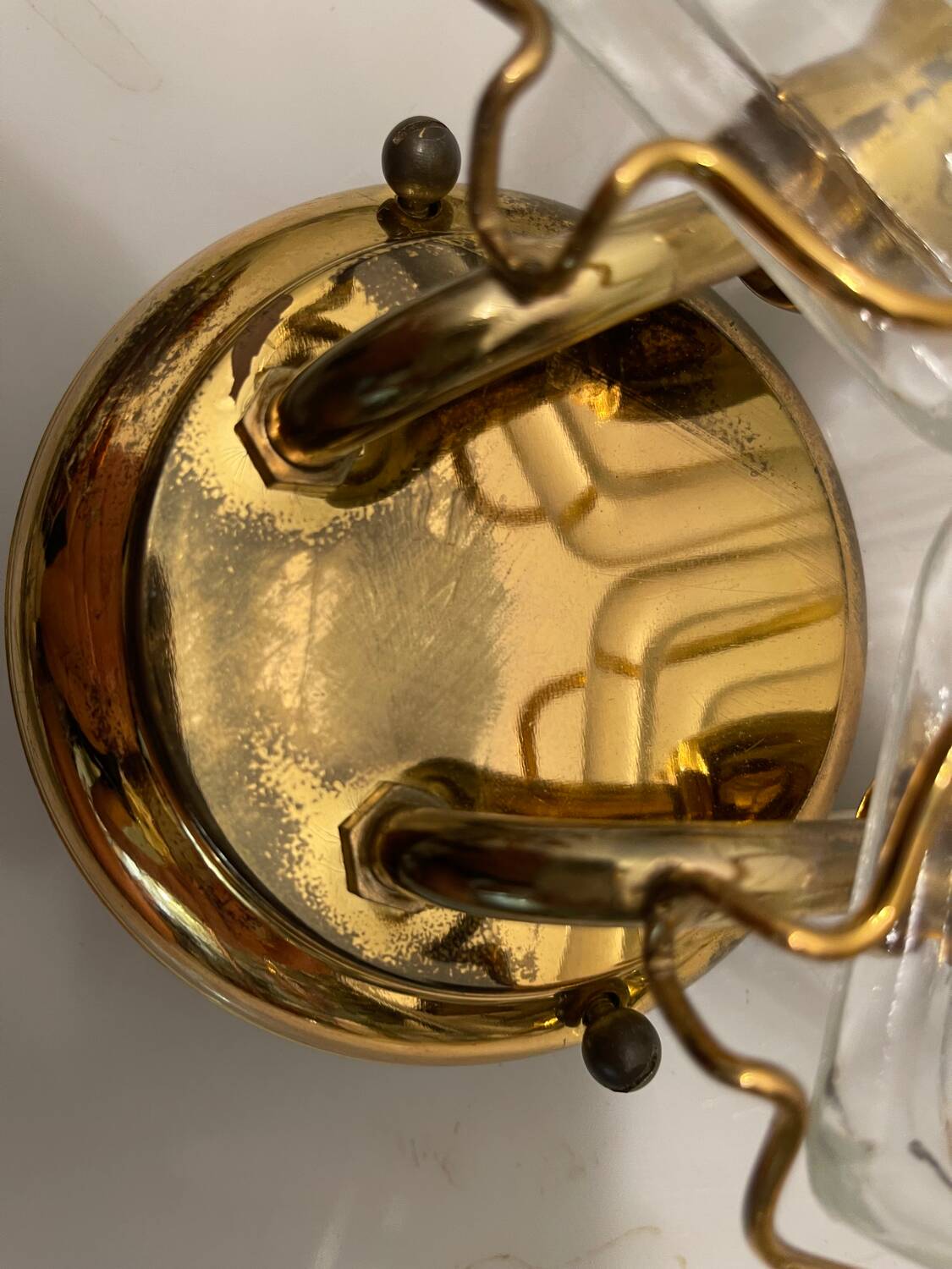 Brass Glass Sconces Set of 2 1970’s