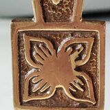 Hebrew/Jewish Flambeau candle holder, engraved Israel. In brass with an old gold patina. Floral patterns/25 cm