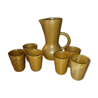 Digoin sandstone jug and cup set