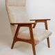 Vintage teak armchair, 1960s - Beige upholstery