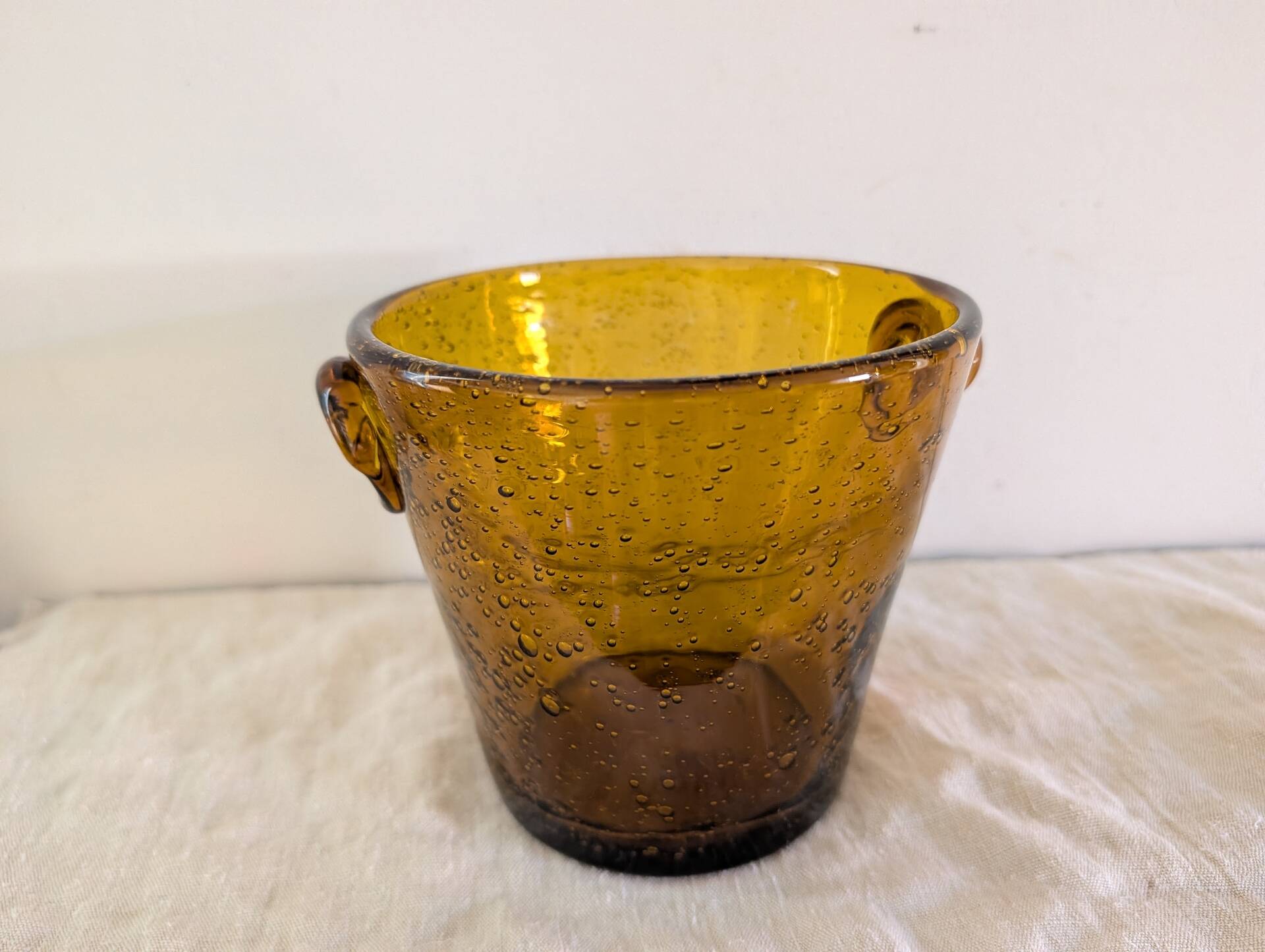 La Rochère – Amber bubble ice bucket from the 1970s