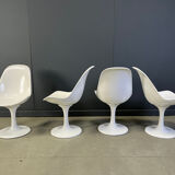 Vintage fiberglass space age tulip dining chairs, set of 4 - 1960s