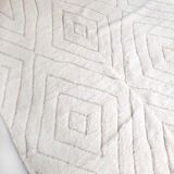 Moroccan Berber carpet blessed ouarain ecru plain with engraved diamonds 300x207cm