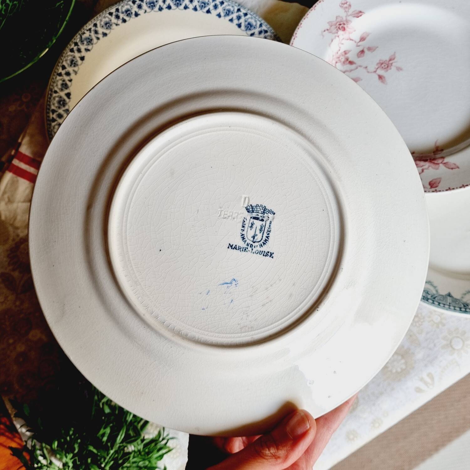 Lot de 6 assiettes plates terre de fer dépareillées