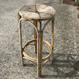 High rattan wicker bar stool from the 60s