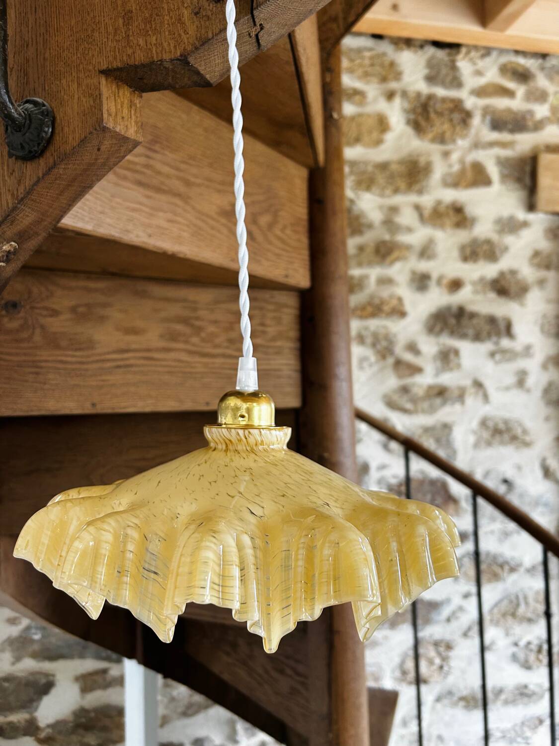 Vintage opaline pendant light