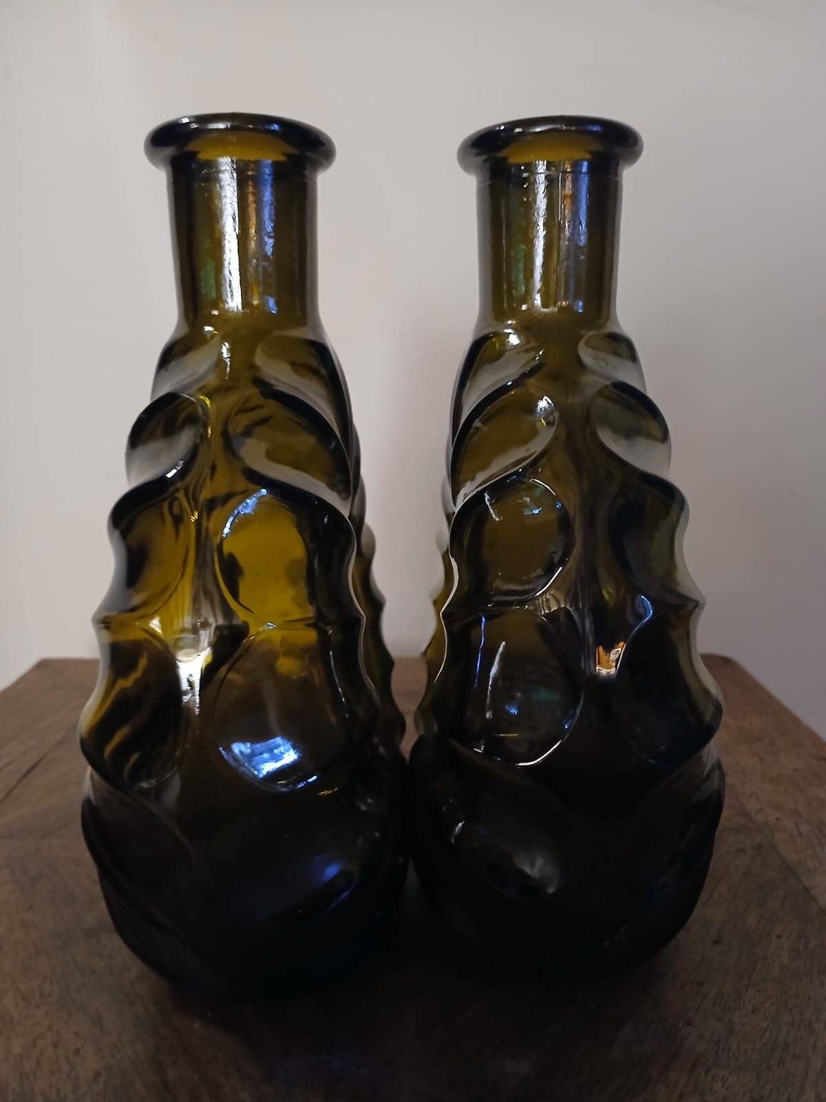 Set of 2 smoked cognac bottle soliflores