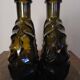 Set of 2 smoked cognac bottle soliflores