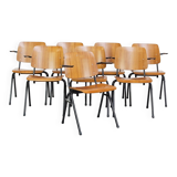 Set of 8 Vintage Dining Chairs with Armrests