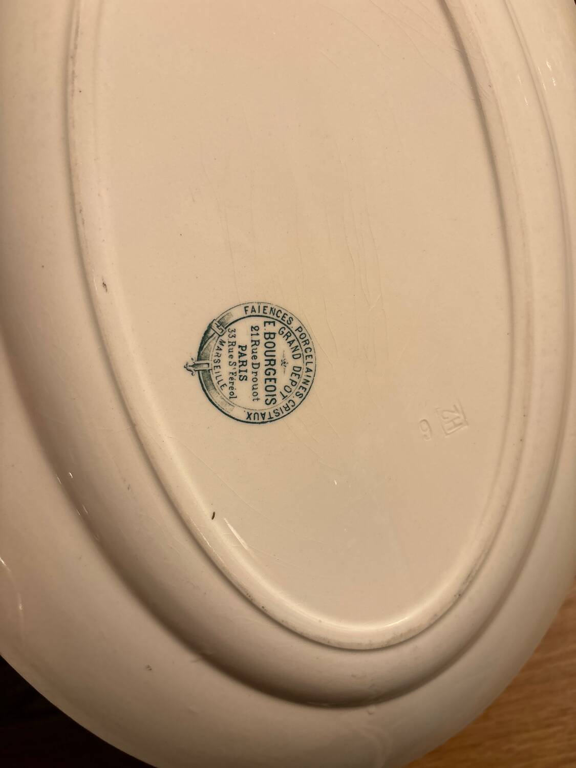 Old bourgeois earthenware serving dish