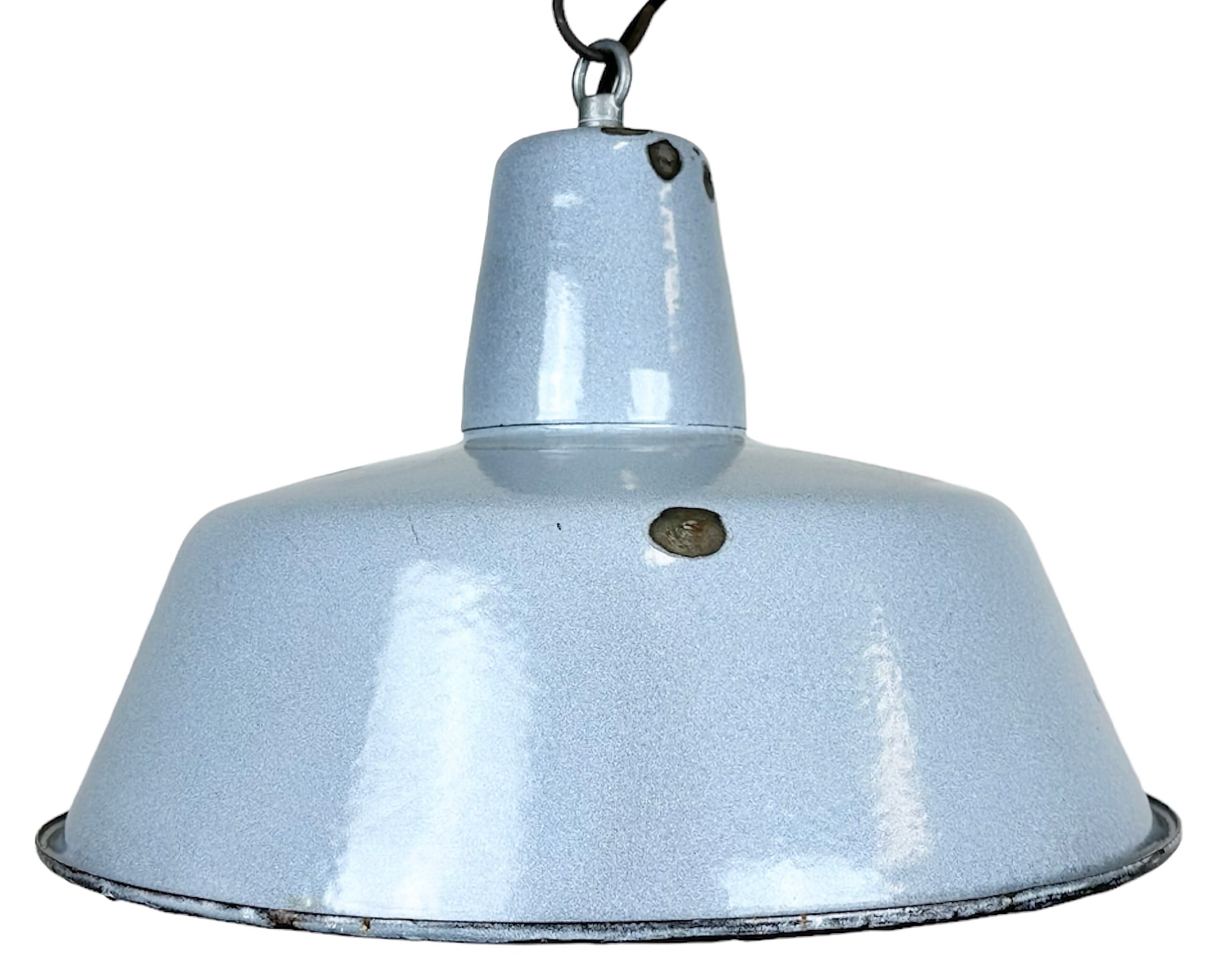 Industrial grey enamel factory pendant lamp, 1960s