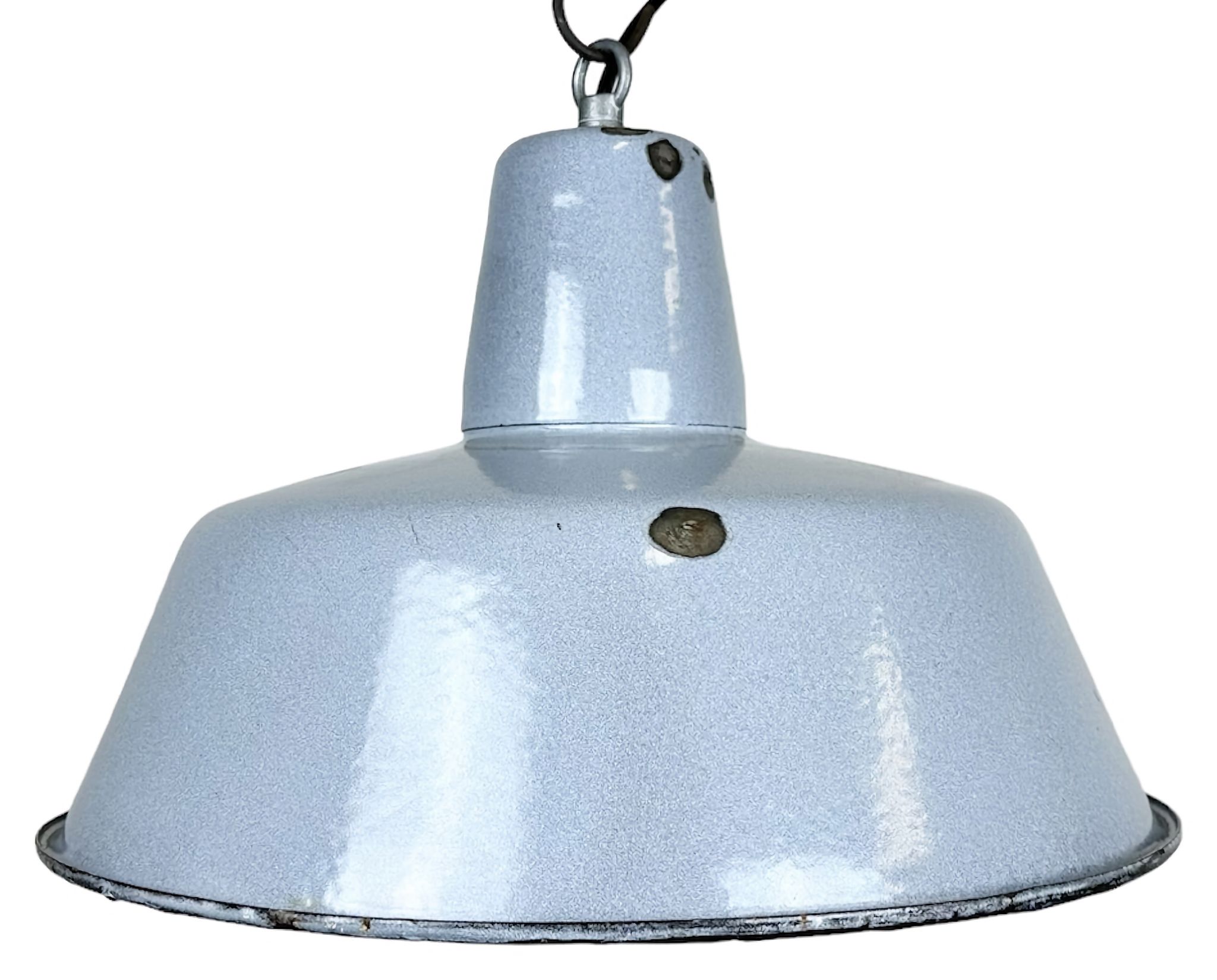 Industrial grey enamel factory pendant lamp, 1960s