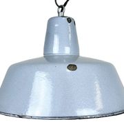 Industrial grey enamel factory pendant lamp, 1960s