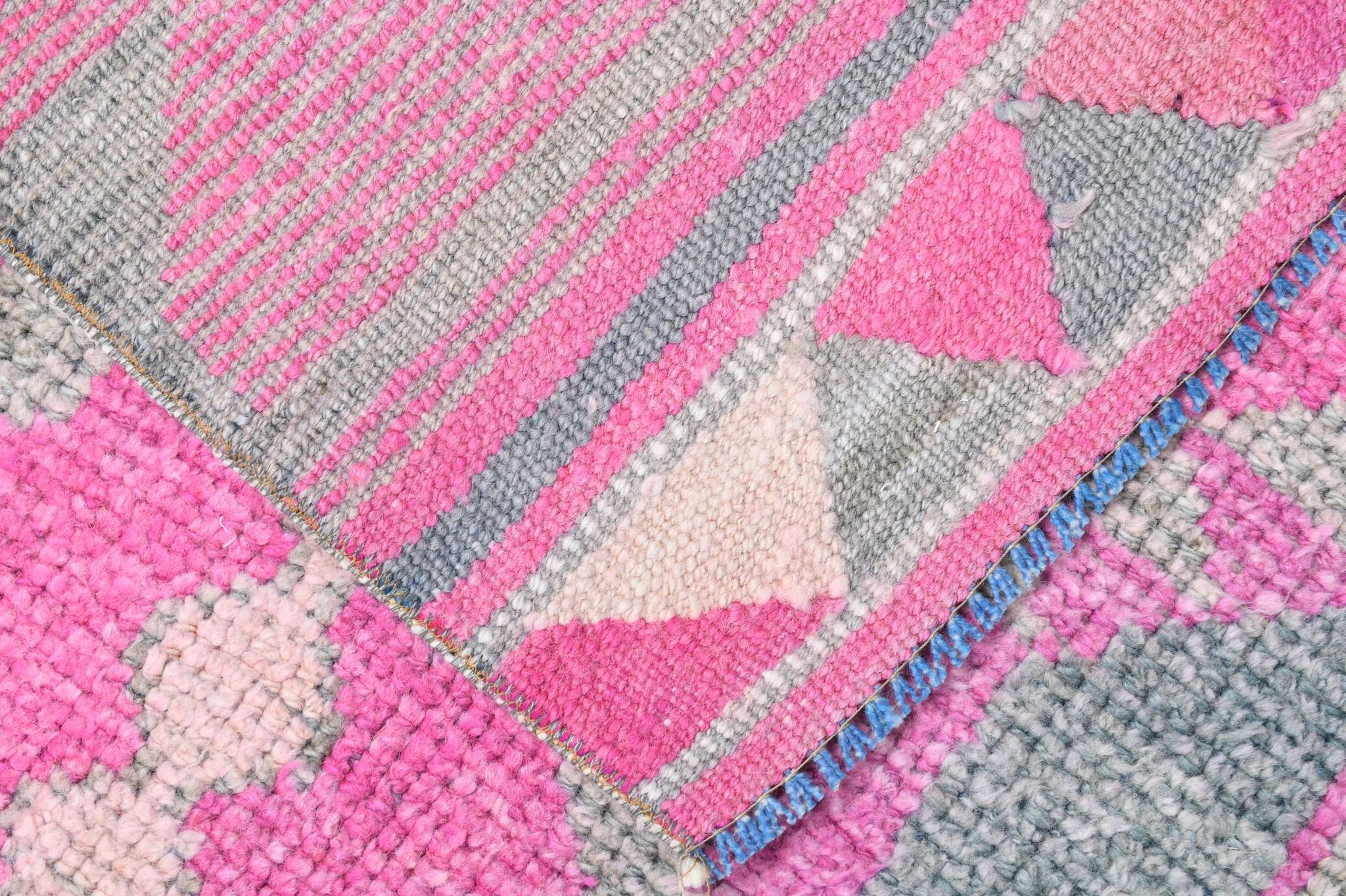 Pink Handmade Runner Rug, 82x336Cm