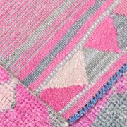 Pink Handmade Runner Rug, 82x336Cm