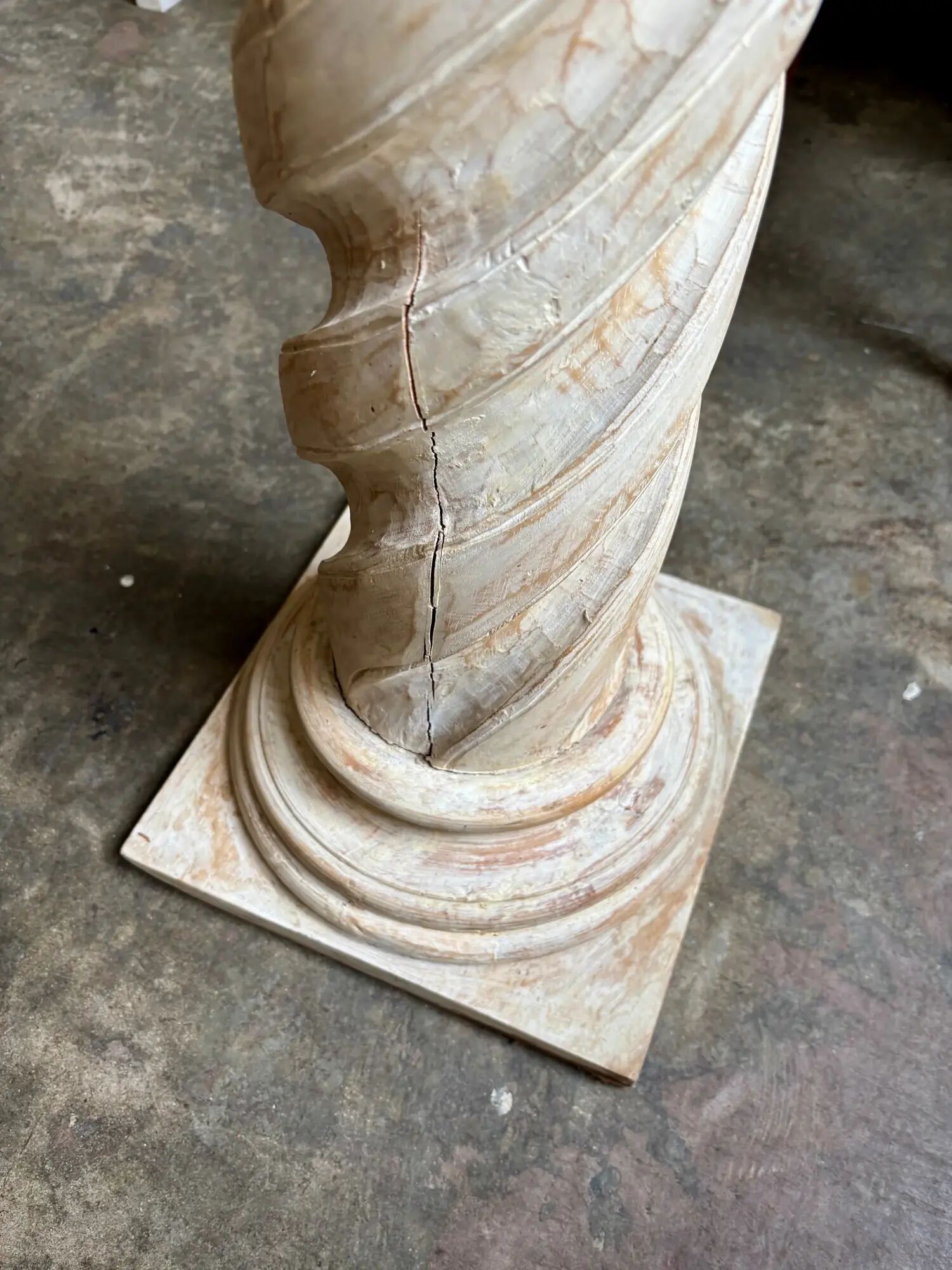 Beige carved wooden column