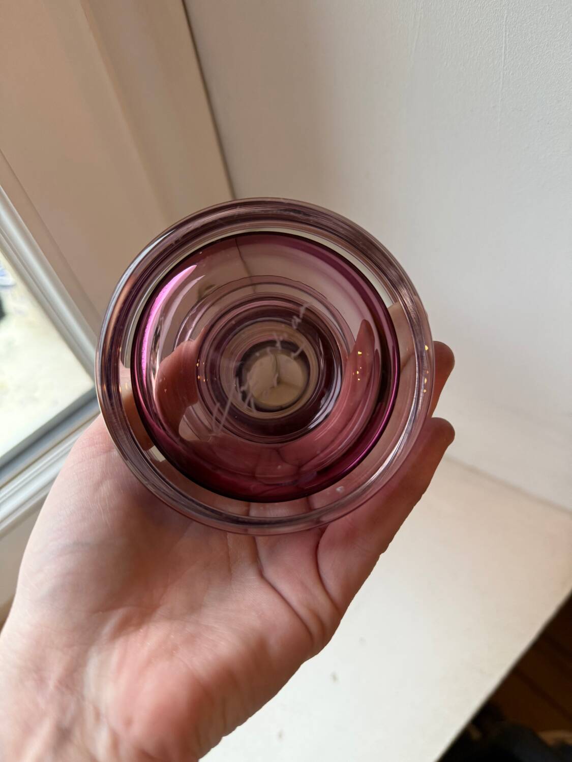 Vintage tinted glass vase with bulges, signed Christian Tortu