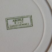 Set of 6 plates flat old earthenware Sarreguemines U et Cie model Arcole