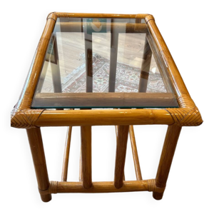 Table basse rotin vintage
