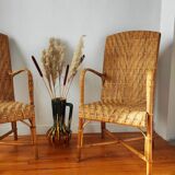Pair of vintage rattan armchairs