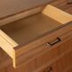 Classic shoe cabinet from the 1960s, walnut veneer, four drop-down doors, two drawers