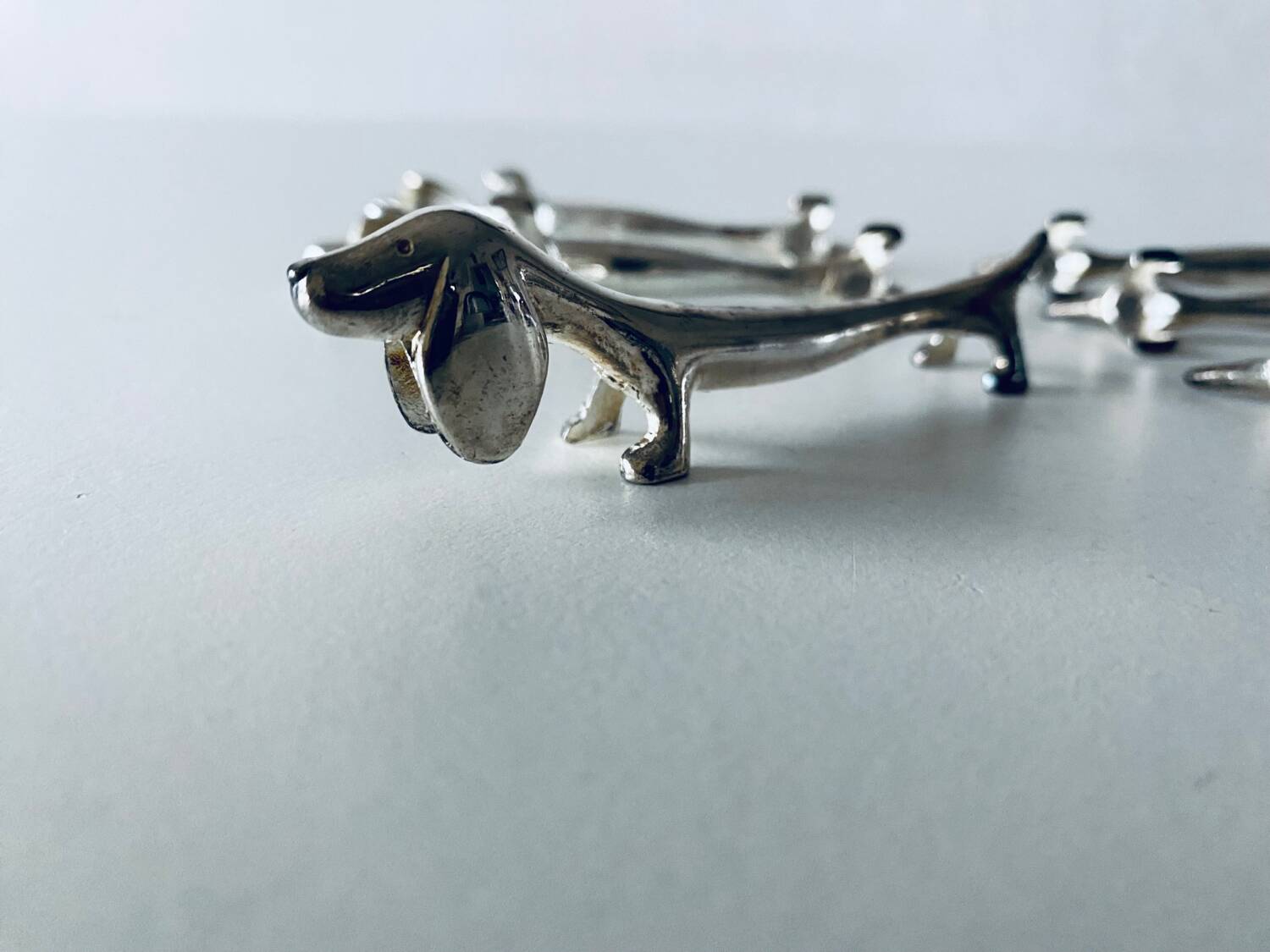 6 vintage dachshund shaped knife holder