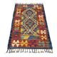 Afghan kilim rug in multicolored wool, geometric patterns