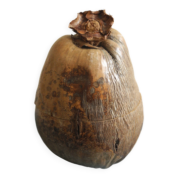 Ancien seau glaçons noix coco déco vintage ice bucket coconut 70s