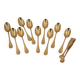 Christofle Marly gold, 10 mocha spoons, coffee, 10 cm + gold metal sugar tongs