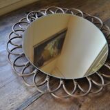 Rattan mirror "art vannerie" 60s 54cm