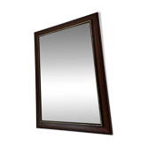 Vintage bevelled wall mirror in stained wood and brass