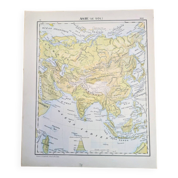 Physical Asia. Geographical plate printed in 1900.