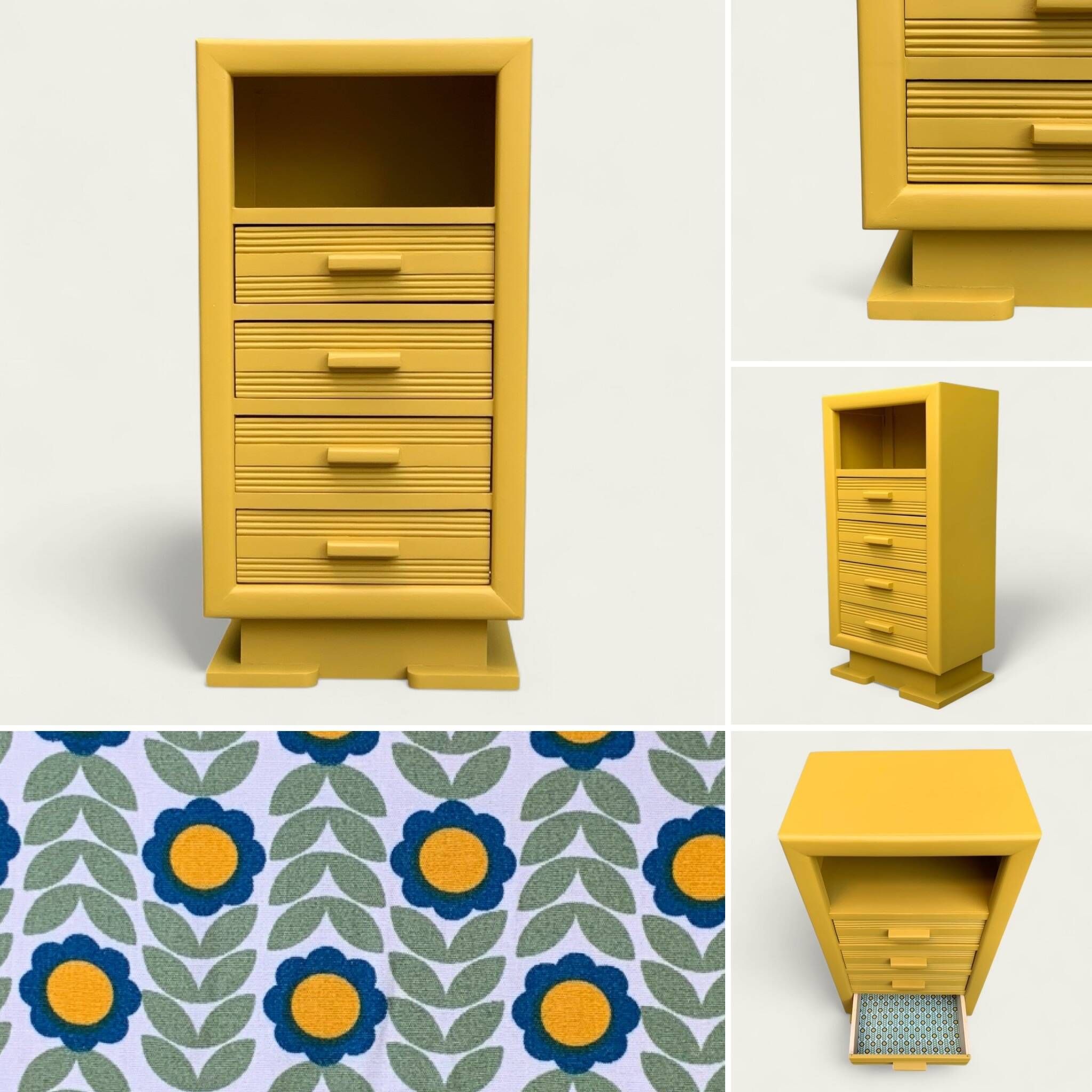 Ochre yellow Art Deco chest of drawers