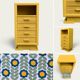 Chiffonnier art déco ocre jaune