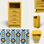 Ochre yellow Art Deco chest of drawers