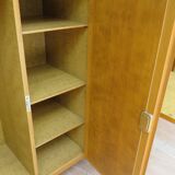 Wardrobe secretary child 60s wood and rattan feet compass