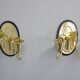 Art Nouveau brass wall sconces Hoffmann style, 1920s