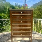 Chiffonnier /semainier en Acajou et loupe Époque XIX siècle