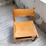 Elm and leather armchair Maison Regain