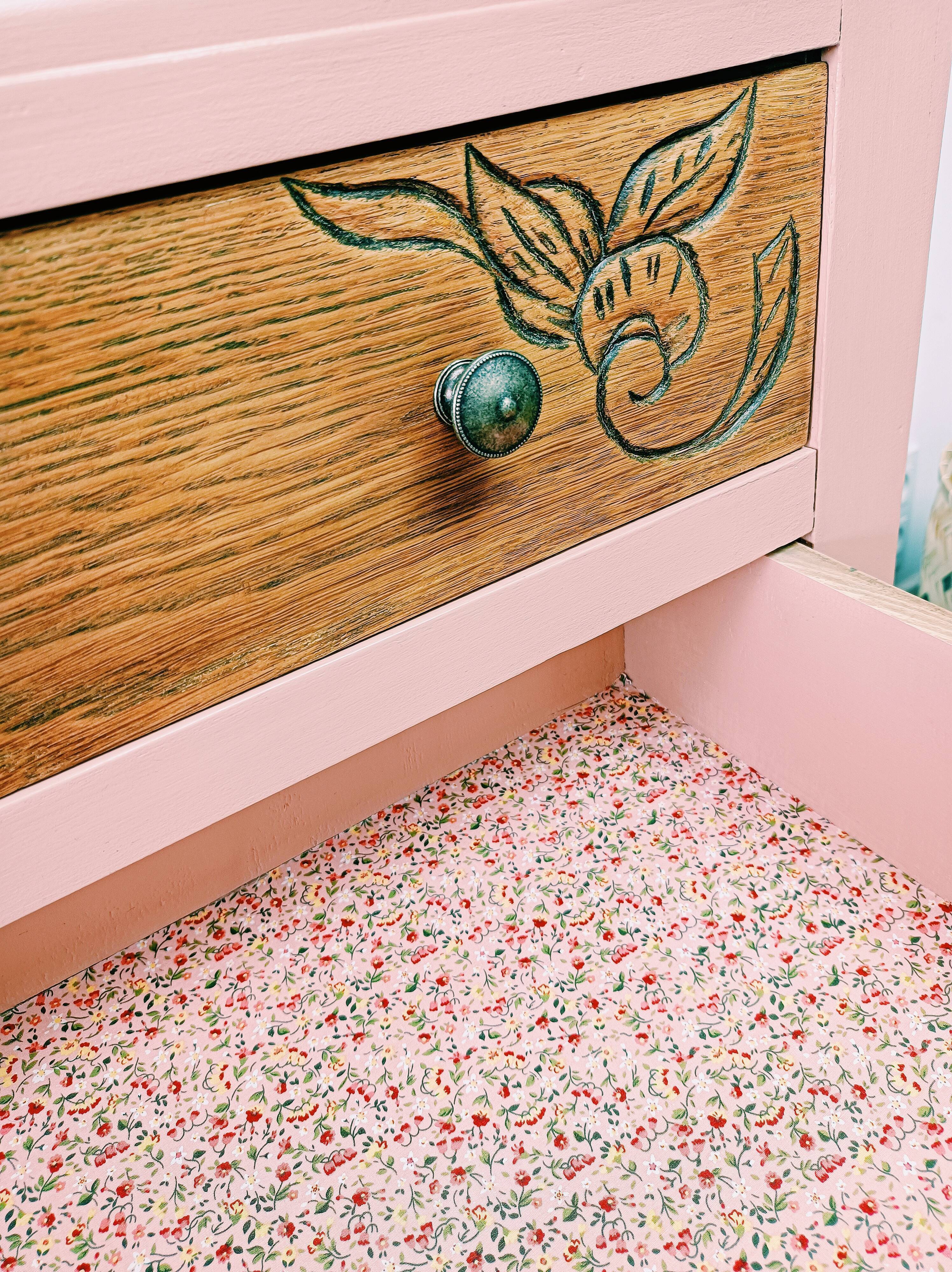 Pink Art Deco chest of drawers