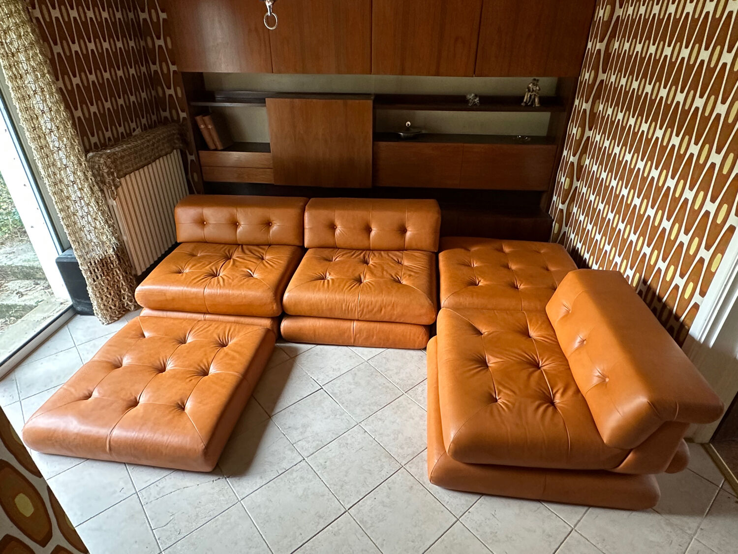 Mah Jongde Roche Bobois vintage leather lounge