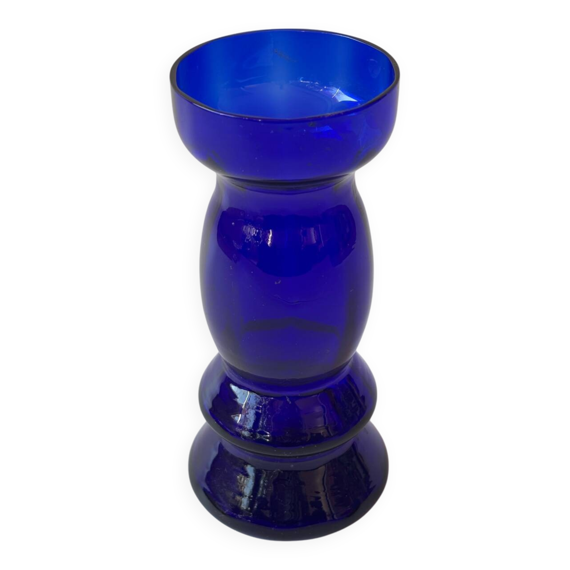 Cobalt blue blown glass vase 17.5cm