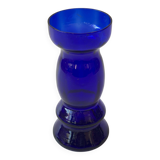 Vase en verre soufflé bleu cobalt 17,5cm