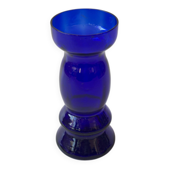 Cobalt blue blown glass vase 17.5cm